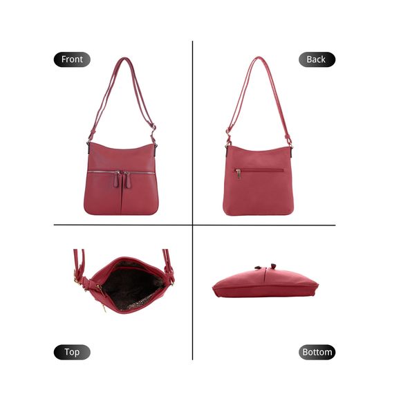 Crossbody Travel Bag, Adjustable Strap, Multiple Pockets Burgundy ^-^ - Picture 2 of 5